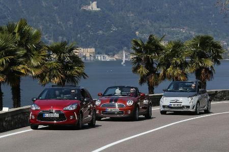 Abarth 595C, Citron DS3, Mini Roadster, Frontansicht