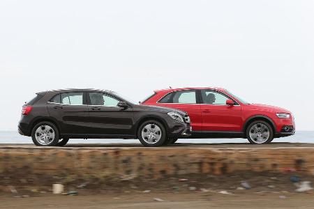 Audi Q3 2.0 TDI Quattro, Mercedes GLA 220 CDI 4Matic, Seitenansicht