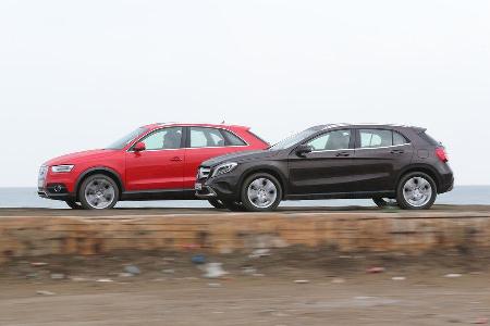 Audi Q3 2.0 TDI Quattro, Mercedes GLA 220 CDI 4Matic, Seitenansicht