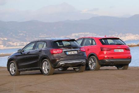 Audi Q3 2.0 TDI Quattro, Mercedes GLA 220 CDI 4Matic, Heckansicht