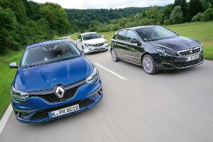 Renault Megane GT TCe 205, Opel Astra 1.6 DI Turbo, Peugeot 308 GT 308 GT THP 205