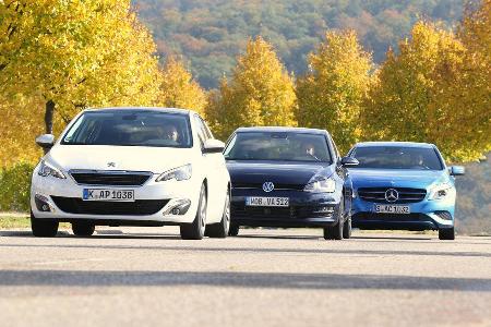 Mercedes A 180 CDI, Peugeot 308 e-HDi 115, VW Golf 1.6 Blue TDI,