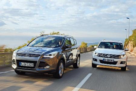 Ford Kuga 2.0 TDCi 4x4, VW Tiguan 2.0 TDI 4Motion, Frontansicht