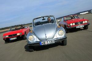 Peugeot 504 Cabriolet, Triumph Stag, VW 1303 Cabriolet Frontansicht