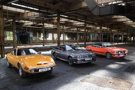 Opel GT 1900, Opel Manta GSi, Opel Commodore GS/E, Seitenansicht
