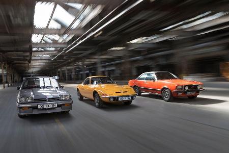 Opel GT 1900, Opel Manta GSi, Opel Commodore GS/E, Frontansicht