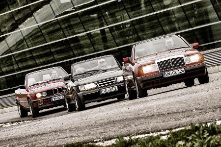 BMW 325i, Mercedes 300 CE-24, Saab 900, Frontansicht
