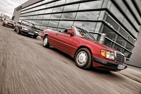 BMW 325i, Mercedes 300 CE-24, Saab 900, Seitenansicht