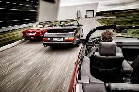 BMW 325i, Mercedes 300 CE-24, Saab 900, Heckansicht