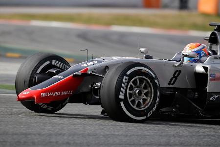 Haas F1 Frontflgelbruch, Barcelona Testfahrten