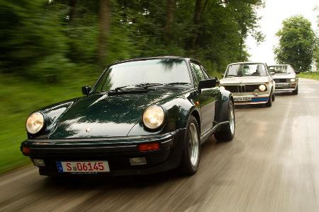 Audi quattro, Porsche 911 turbo 3.3, BMW 2002 turbo, Frontansicht