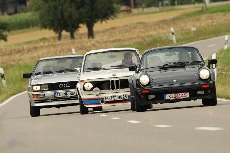 Audi quattro, Porsche 911 turbo 3.3, BMW 2002 turbo, Frontansicht