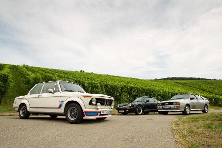 Audi quattro, Porsche 911 turbo 3.3, BMW 2002 turbo, Seitenansicht