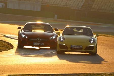 Porsche 911 Carrera S, Mercedes-AMG GT, Frontansicht