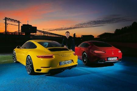 Porsche 911 Carrera S, Mercedes-AMG GT, Heckansicht