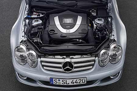 Zu den wichtigeren technischen Neuerungen zählen vor allem die stärkeren Vierventilmotoren im Basismodell SL 350 (V6) und im...