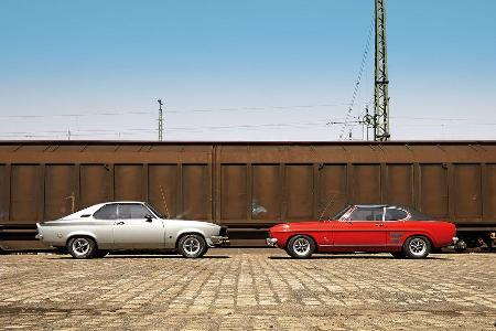 Opel Manta A, Ford Capri Serie 1, Seitenansicht