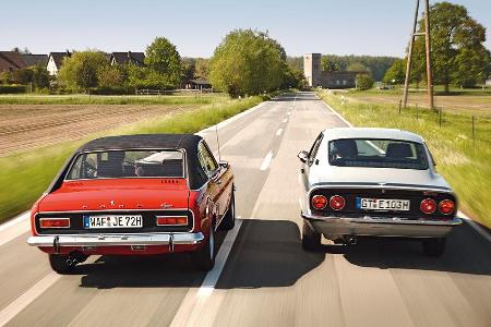 Opel Manta A, Ford Capri Serie 1, Heckansicht