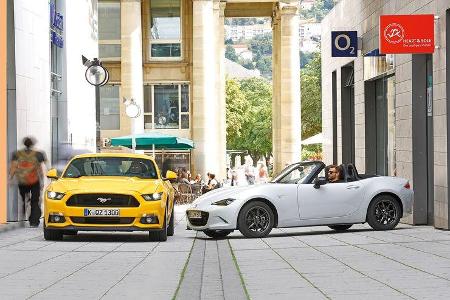 Ford Mustang GT 5.0, Mazda MX5 Skyaktiv G 131, Impression