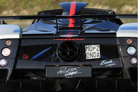 Pagani Zonda Cinque Roadster, Auspuff, Heckflügel