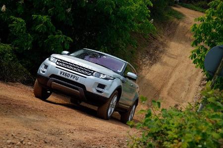 Range Rover Evoque, Frontansicht, Gelände, Abhang, aufwärts