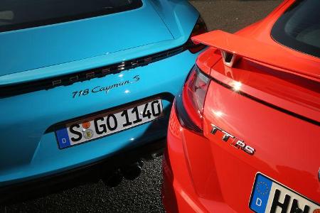 Audi TT RS Coupé, Porsche 718 Cayman S, Heck