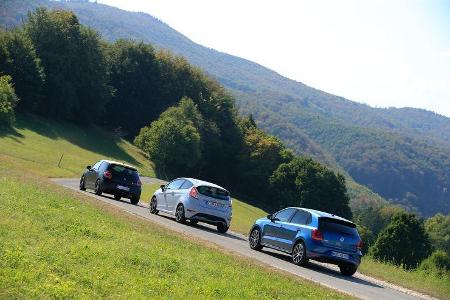 DS 3 THP 208, Ford Fiesta ST200, VW Polo GTI, Heckansicht
