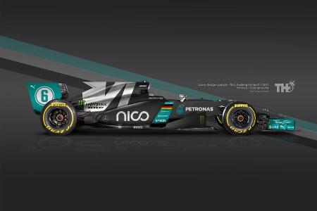 Nico Rosberg - F1-Autos mit Helm-Lackierung - 2016