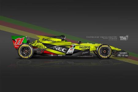 Sergio Perez - F1-Autos mit Helm-Lackierung - 2016