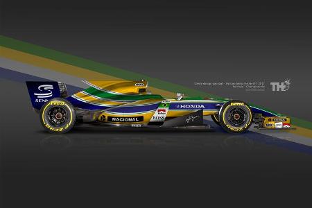 Ayrton Senna - F1-Autos mit Helm-Lackierung - 2016