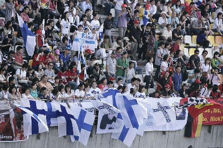 Die finnische Fankolonie sah mit großen Erwartungen dem Start entgegen.