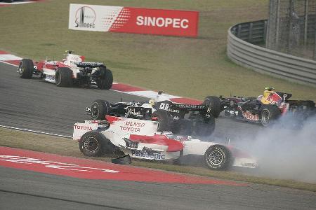 Die Konkurrenz zog vorbei, Trulli schied später aus.