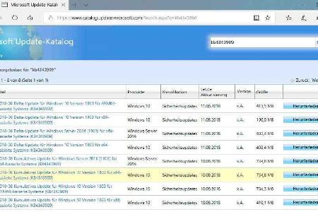 Download einzelner Updates.