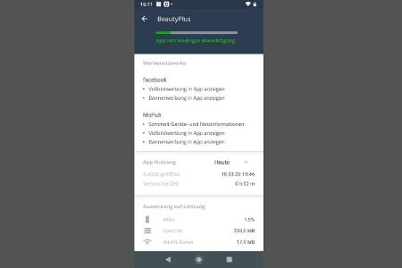„Play Protect“ überprüft Ihre installierten Apps auf Gefahren. Hat Google eine App als Sicherheitsrisiko identifiziert, werd...