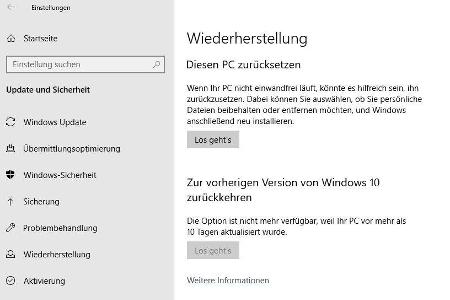 Windows 10 zurücksetzen für mehr Leistung