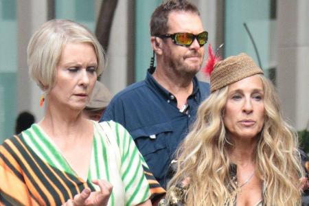 Sarah Jessica Parker (r.) und Cynthia Nixon am Set von 