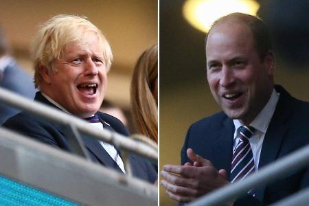 Boris Johnson (li.) und Prinz William feuern England im EM-Halbfinale an.