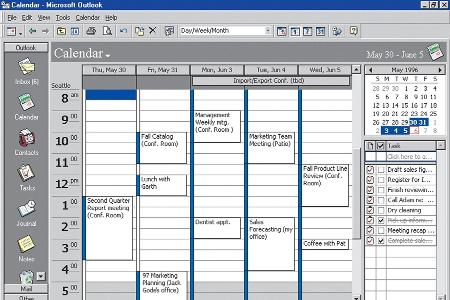 Outlook 97 - 1997 wird Outlook 97 den Kunden vorgestellt. Exchange Server 5.0 erscheint im März - für die Verwaltung webbasi...