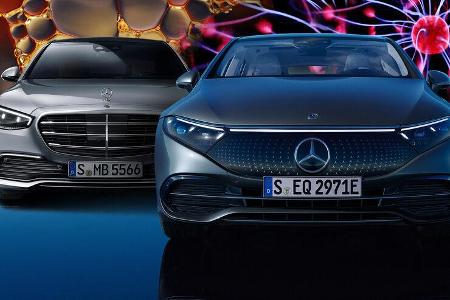 Mercedes EQS und S-Klasse Collage Vergleich