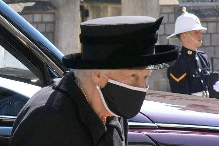 Die Queen auf der Beerdigung ihres Ehemannes Prinz Philip am 17. April.