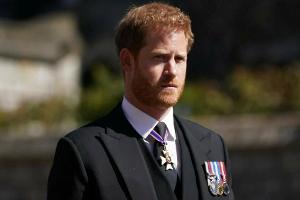 Prinz Harry auf der Beerdigung seines Großvaters Prinz Philip.