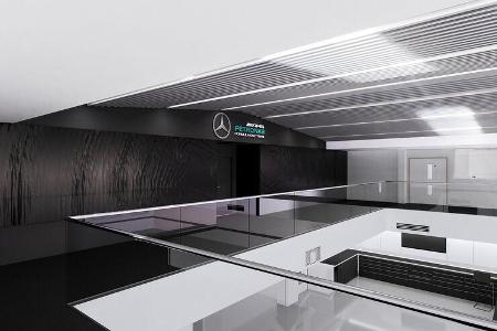 Mercedes Fabrik Brackley - Race Bay - Werkstatt - Renovierung 2021