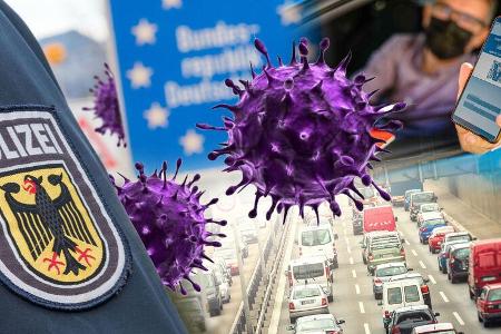 Einreise Grenze Kontrolle Polizei Corona Nachweis Autobahn Stau