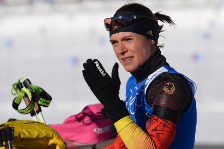 Bei den Olympischen Winterspielen in Sotschi 2014 wird Evi Sachenbacher-Stehle wegen der Einnahme der verbotenen Substanz Me...