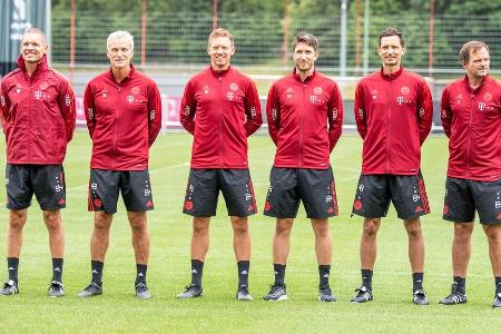 Das neue Münchner Trainerteam (von links nach rechts): Dr. Holger Broich (Fitness-Chef), Xaver Zembrod (Co-Trainer), Julian ...