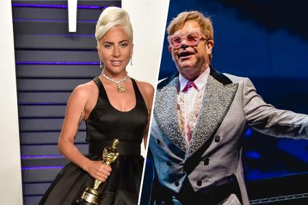 Lady Gaga (35, l.) und Elton John (74, r.) durften sich schon über einen Oscar freuen. 2021 will 