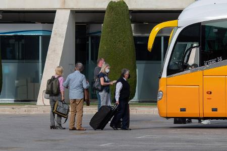 20210401 Tourists arrive at Palma de Mallorca Airport PALMA,...