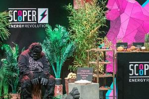 Das Gorilla-Maskottchen des Start-ups Scooper.