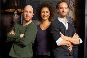 "Harry Potter und das verwunschene Kind" in Hamburg: (v.l.n.r.) Sebastian Witt (Ron), Jillian Anthony (Hermine), Markus Schö...