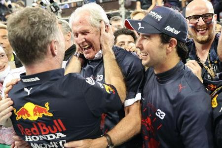 Christian Horner - Helmut Marko - Sergio Perez Red Bull - Formel 1 - GP Abu Dhabi - 12. Dezember 2021